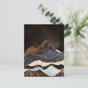 Abstract Marble Mountains Under Starry Sky Postcard