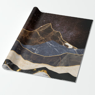 Abstract Marble Mountains Under Starry Sky Wrapping Paper
