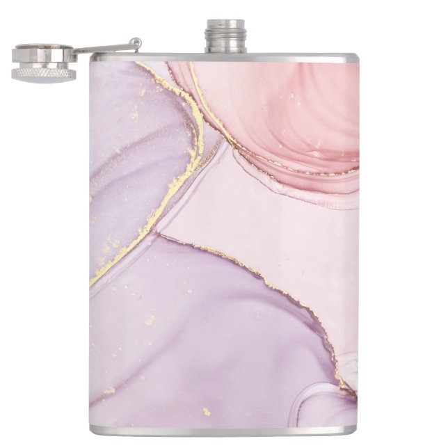 ABSTRACT MARBLE PINK GOLD STAINLESS STEEL FLASK (Opened)