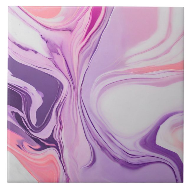 Abstract Marble Pink Purple Shades Paint Splash  Tile (Front)