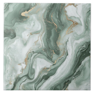 Abstract Marble Sage Green Tile
