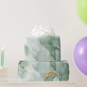 Abstract Marble Sage Green Wrapping Paper