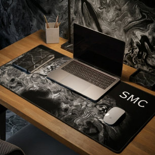 Abstract Marble Smoke Grey Desk Mat
