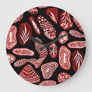 Abstract Marble Stones: Watercolor Geometric Large Clock