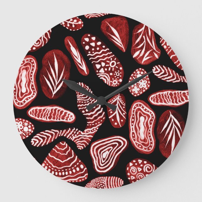 Abstract Marble Stones: Watercolor Geometric Large Clock (Front)