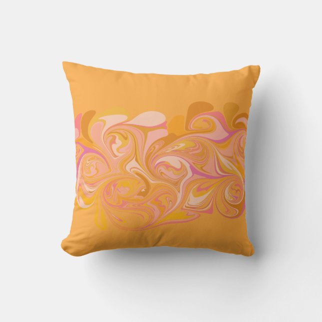 Abstract Marble Swirl Art in Yellow Cushion (Front)