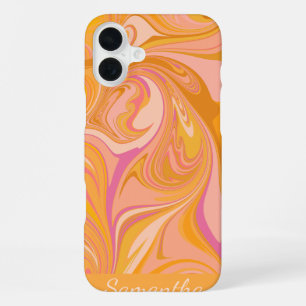 Abstract Marble Swirl Art in Yellow iPhone 16 Plus Case
