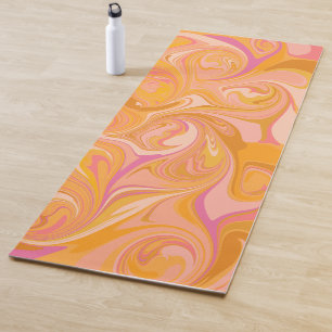 Abstract Marble Swirl Art in Yellow Yoga Mat