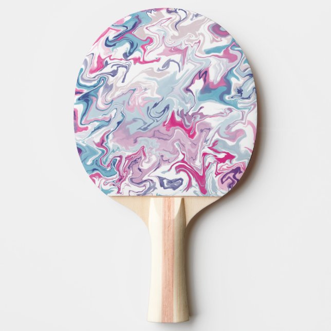 Abstract Marble Swirl Ping Pong Paddle – Colourful (Front)