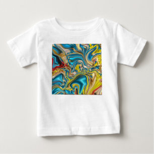 abstract marble swirls yellow teal turquoise blue baby T-Shirt