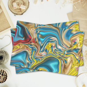 abstract marble swirls yellow teal turquoise blue tissue paper