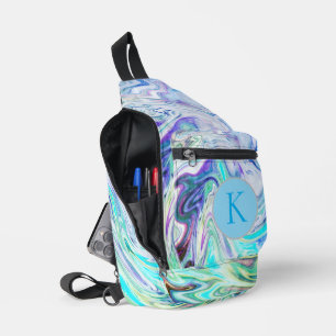 Abstract Marble Swirly Fun Monogram Sling Bag
