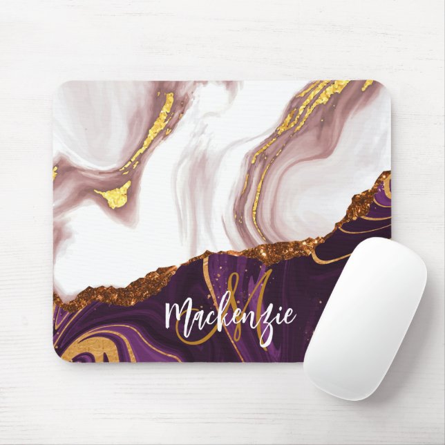 Abstract Marble Texture Mouse Mat (With Mouse)