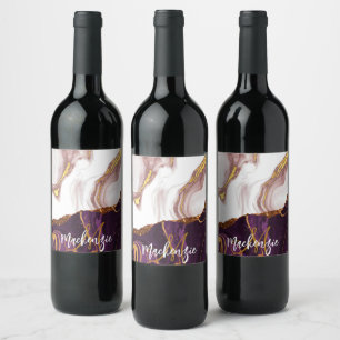 Abstract Marble Texture Wine Label