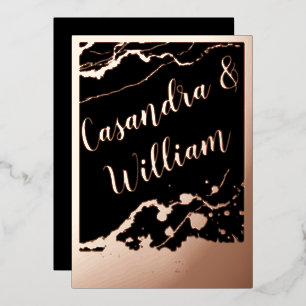 Abstract Marble Veining Gold Borders Wedding    
