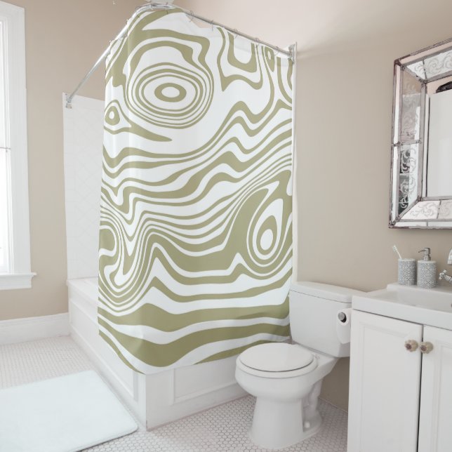 Abstract Marble Waves Artwork | Shower Curtain (In Situ)