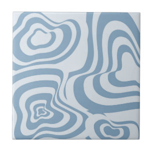 Abstract Marble Wavy Stripe Blue Retro Bold Modern Tile
