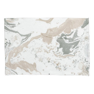 Abstract Marble White Grey Ivory Modern Pillowcase
