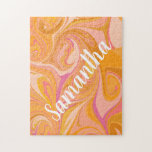 Abstract Marbled Design Yellow Orange Personalised Jigsaw Puzzle<br><div class="desc">Abstract Marbled Design Yellow Orange Personalised Jigsaw Puzzle</div>
