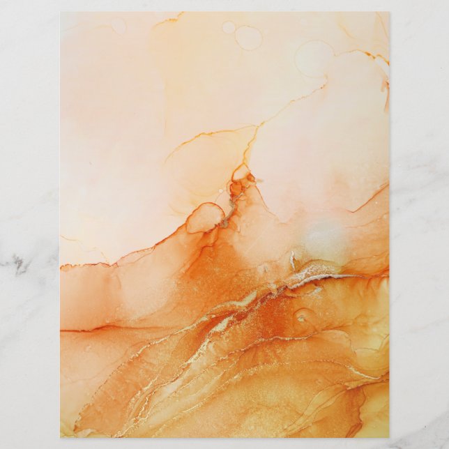 Abstract Marbled Orange Scrapbook Paper (Front)