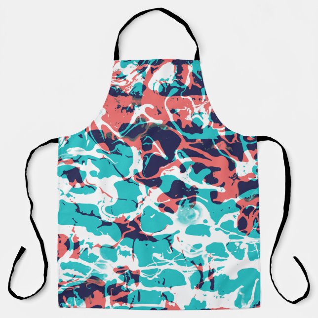 Abstract Marbled Paper Art Background Apron (Front)