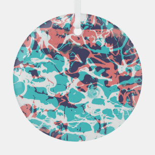 Abstract Marbled Paper Art Background Glass Tree Decoration