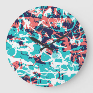 Abstract Marbled Paper Art Background Large Clock