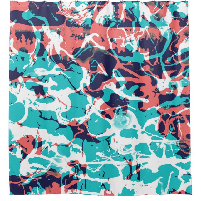 Abstract Marbled Paper Art Background Shower Curtain (Front)