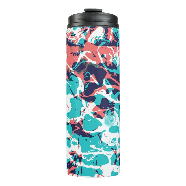 Abstract Marbled Paper Art Background Thermal Tumbler (Front)