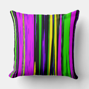 Abstract Mardi Gras Stripes Cushion