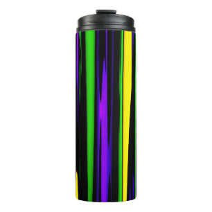 Abstract Mardi Gras Stripes Thermal Tumbler