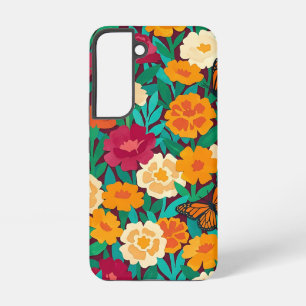 Abstract Marigold Butterflies Samsung Cases