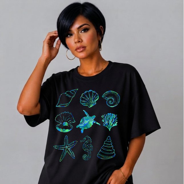 Abstract Marine Life Grid Design  T-Shirt (Creator Uploaded)