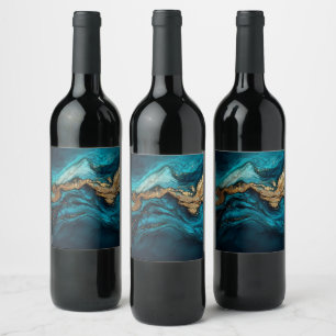 Abstract marine  wine label