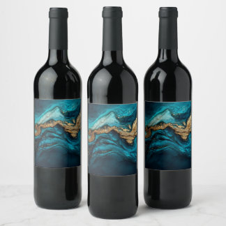 Abstract marine  wine label