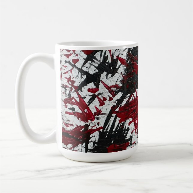 Abstract Marks in Black and Red Coffee Mug (Left)