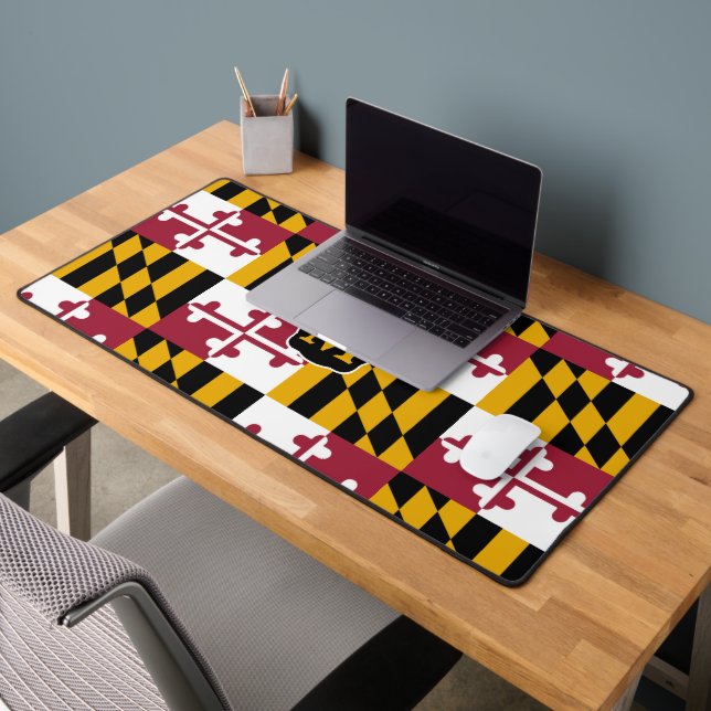 Abstract Maryland State Flag Monogram Desk Mat (Office 2)