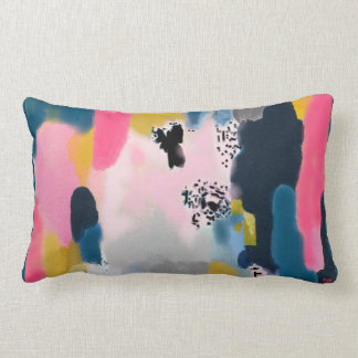 Abstract Mash-Up / Pink Teal Gold Charcoal Lumbar Cushion