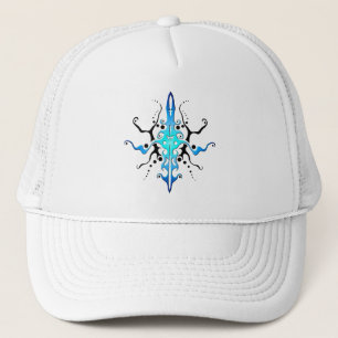 Abstract Mask Tribal Tattoo Design - blue Trucker Hat