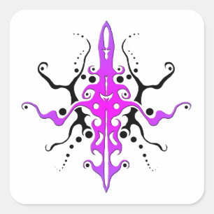 Abstract Mask Tribal Tattoo Design - pink Square Sticker