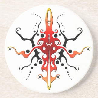 Abstract Mask Tribal Tattoo Design - red Coaster