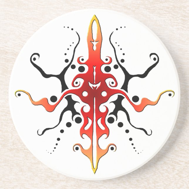 Abstract Mask Tribal Tattoo Design - red Coaster (Front)