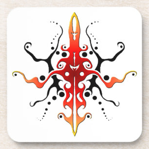 Abstract Mask Tribal Tattoo Design - red Coaster