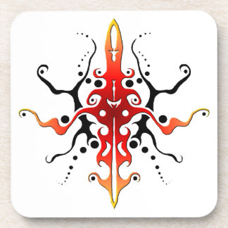 Abstract Mask Tribal Tattoo Design - red Coaster