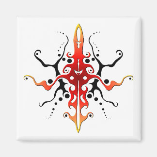 Abstract Mask Tribal Tattoo Design - red Magnet