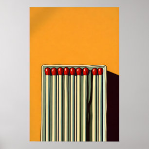 Abstract Matches Poster, Mustard Yellow Retro Poster
