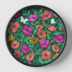 Abstract Matisse Anemones Butterflies Art Clocks