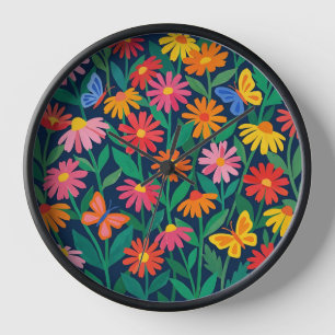 Abstract Matisse Daisies Butterflies Art Clocks