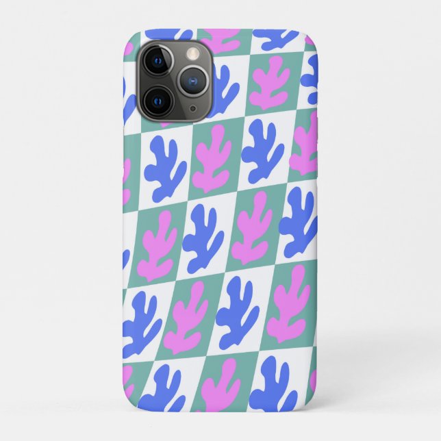 Abstract Matisse Inspired Leaf Plant Chequered  Case-Mate iPhone Case (Back)