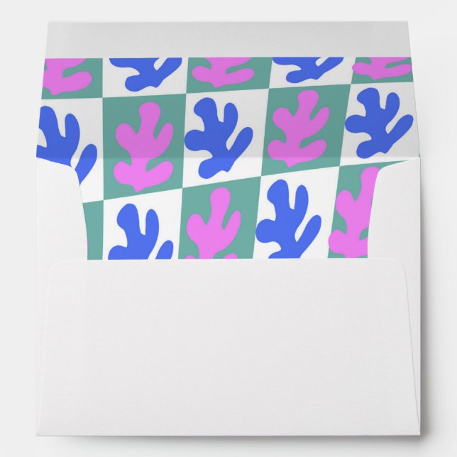 Abstract Matisse Inspired Leaf Plant Chequered Envelope (Back (Bottom))